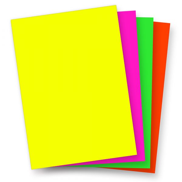 Neonpapier NEON MIX 4x15 Blatt = 60 Blatt, EXTREEM GRELL Gelb Pink Grün Rot, Leuchtpapier Party Deko Bastelpapier