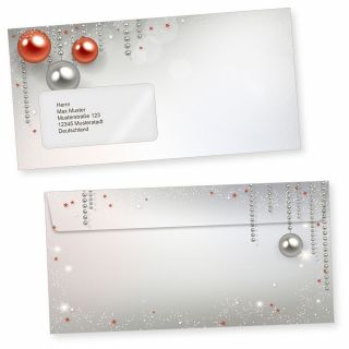 Gala Design 50 Weihnachts-Briefumschläge Din lang mit Fenster Umschläge für Weihnachten selbstklebend haftklebend