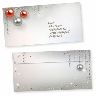 Gala Design 50 Weihnachts-Briefumschläge Din lang ohne Fenster Umschläge für Weihnachten selbstklebend haftklebend